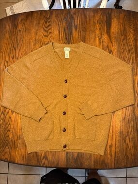 L.L.Bean Men's 100% Lambswool Crewneck Sweater in Camel Brown